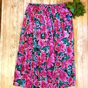 Work Habits womens plus Size ruffled floral long skirt (16-18) j7